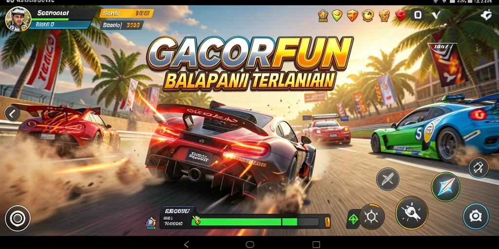 Tampilan gameplay balapan yang seru dari GACORFUN.