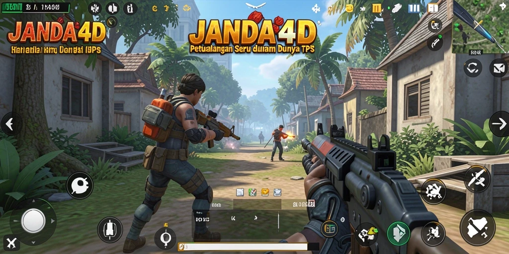 Tampilan seru gameplay JANDA4D dalam pertempuran TPS.