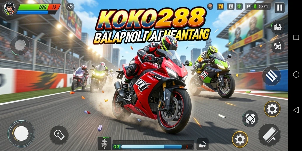 Screenshot KOKO288 menampilkan aksi balap motor yang mendebarkan.