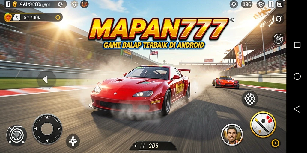 Tangkapan layar gameplay MAPAN777 dengan suasana balapan yang intens.