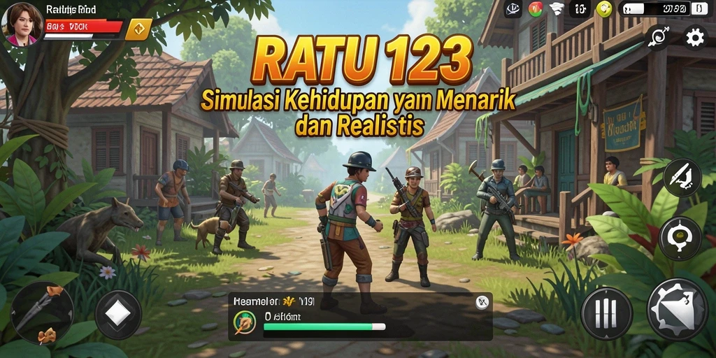 Tampilan gameplay simulasi kehidupan di RATU123 yang interaktif.
