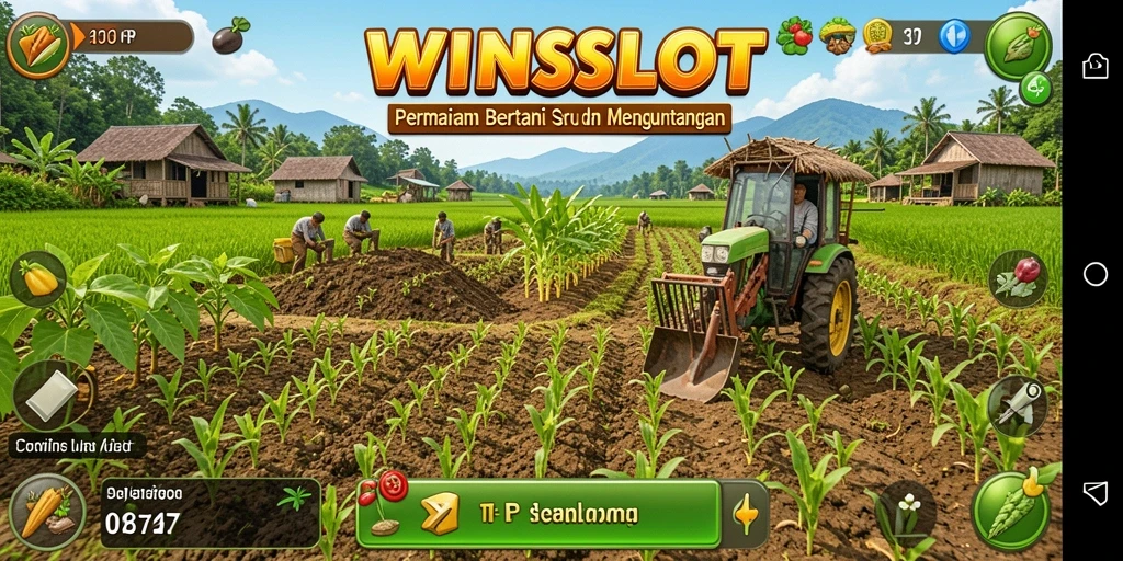Tampilan gameplay seru WINSLOT saat berkebun dan bertani.